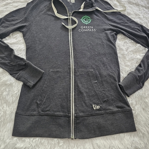 New Era Green Compass full zip long sleeve hoodie size small - Picture 4 of 8